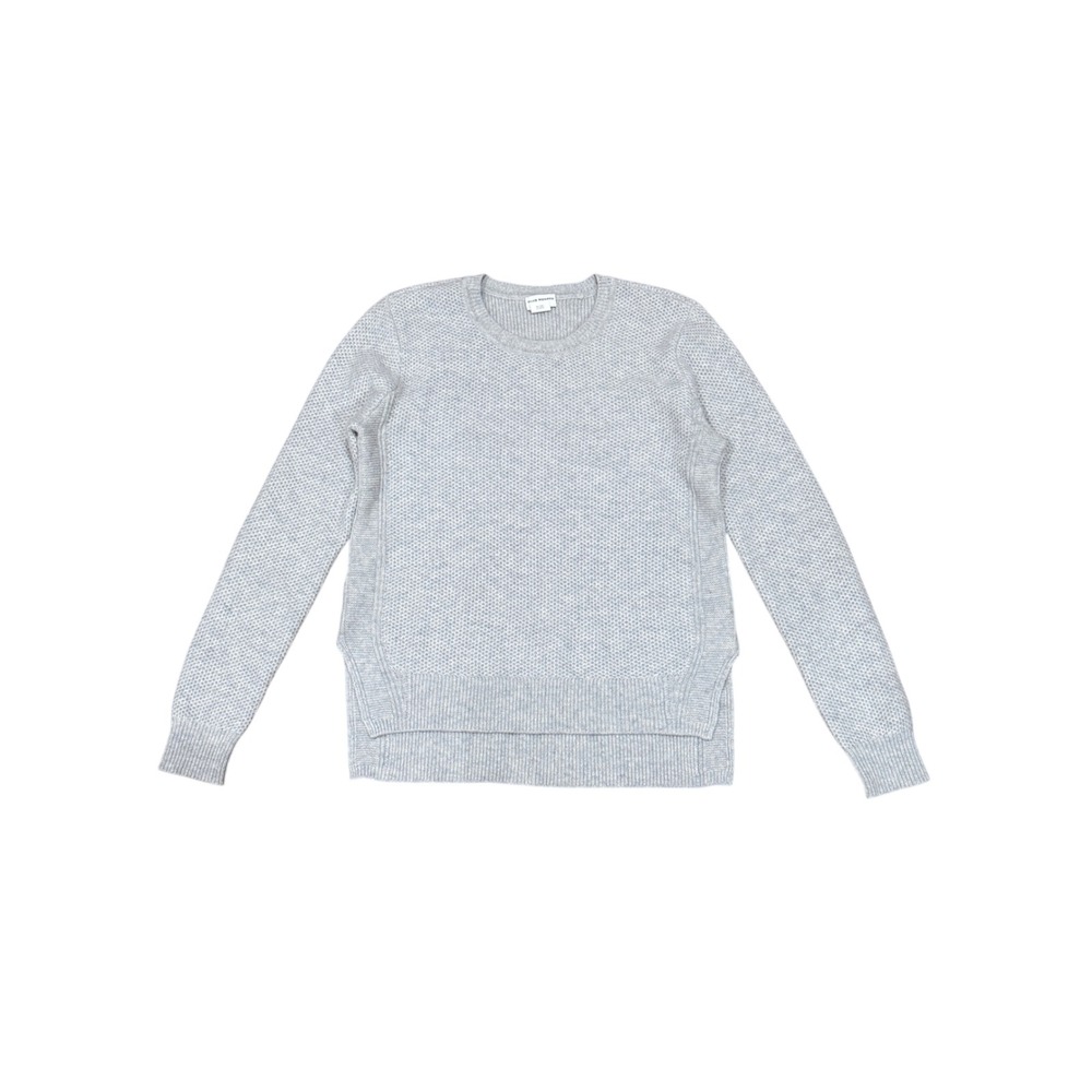 Club Monaco 100% Cashmere Crew Neck Sweater Gray Large L Side Slit Neutral Cozy